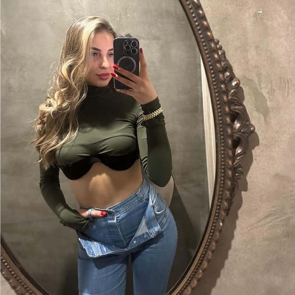 New Green & Black Top Bra size XS/S pole dance / club night - Picture 2 of 10